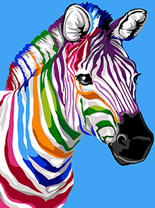 Margot Creations de Paris Needlepoint - Colorful Zebra Stripes