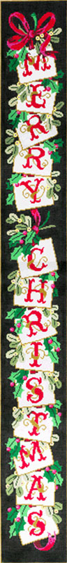 Merry Christmas Bell Pull - Stitch Painted Needlepoint Canvas from Sandra Gilmore