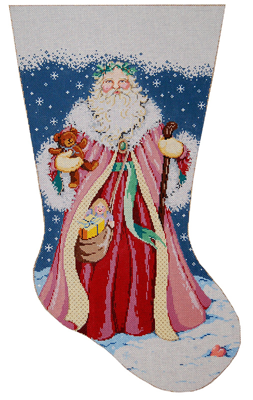 Father Christmas Stocking Hand Painted Needlepoint Canvas