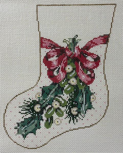 Bough - Stitch Painted Needlepoint Mini Stocking Canvas from Sandra Gilmore