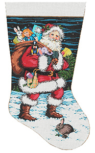 Abundance Stocking - Stitch Painted Needlepoint Canvas from Sandra Gilmore (Toe Right)