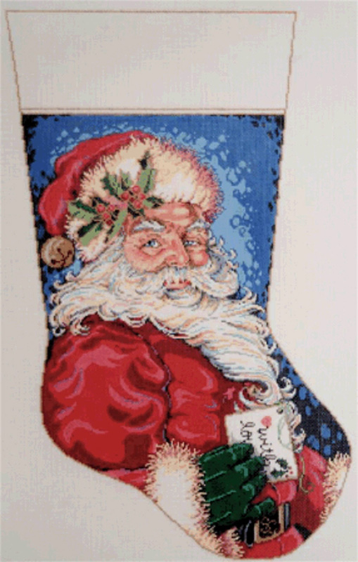 Jolly Stocking Hand Painted Needlepoint Canvas