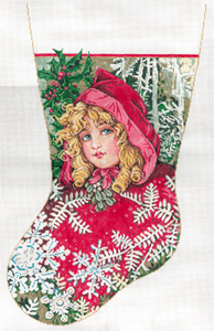 Scarlett - Stitch Painted Needlepoint Christmas Stocking Canvas