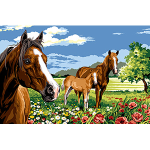 Margot Creations de Paris Needlepoint - Tapestries - Horses of the Prairie