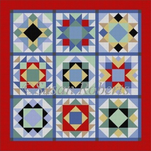 Susan Roberts Needlepoint Designs - Hand-painted Canvas - Patchwork