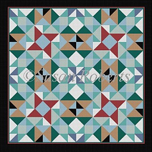 Susan Roberts Needlepoint Designs - Hand-painted Canvas - Pinwheel Cross Quilt