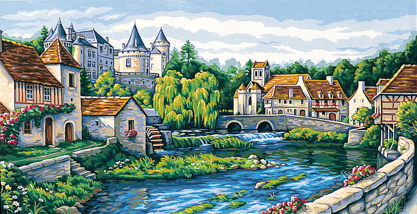 Hudemas Needlepoint kit French Landscape 21x27.5in 54x70cm Printed Canvas 700 