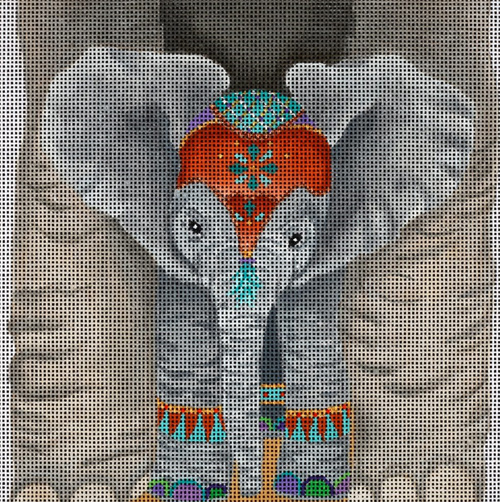 Baby Elephant's View - Hand Painted Needlepoint Canvas from dede's Needleworks