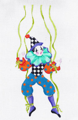 Le Cirque Marionette Pierre - Hand Painted Needlepoint Canvas from dede's Needleworks