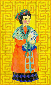Chinese Lady with Vase - Hand Painted Needlepoint Canvas from dede's Needleworks
