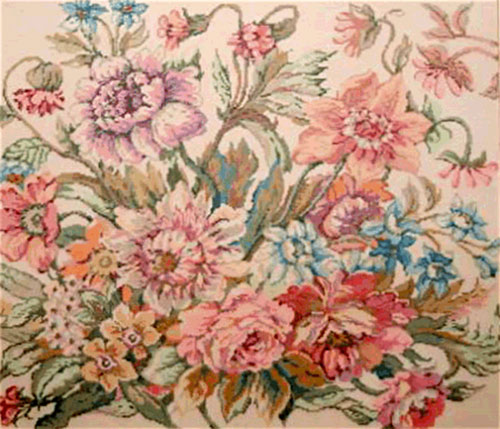 Floral Symphony - Stitch Painted Needlepoint Canvas