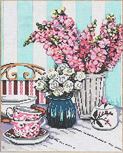 Snapdragons - Stitch Painted Needlepoint Canvas