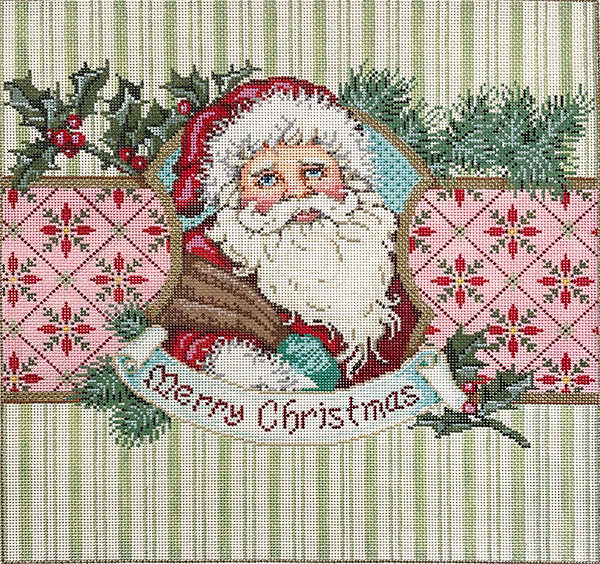 Sweet Santa - Stitch Painted Needlepoint Canvas