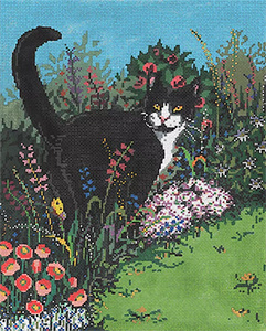 Bear's Garden - Stitch Painted Needlepoint Canvas by Sandra Gilmore