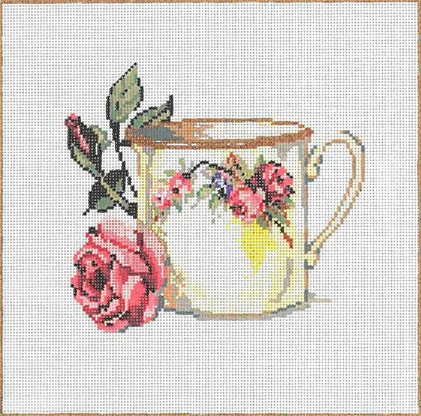 Cuppa- Stitch Painted Needlepoint Canvas from Sandra Gilmore