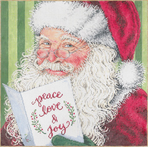 Peace, Love and Joy - Stitch Painted Needlepoint Canvas from Sandra Gilmore