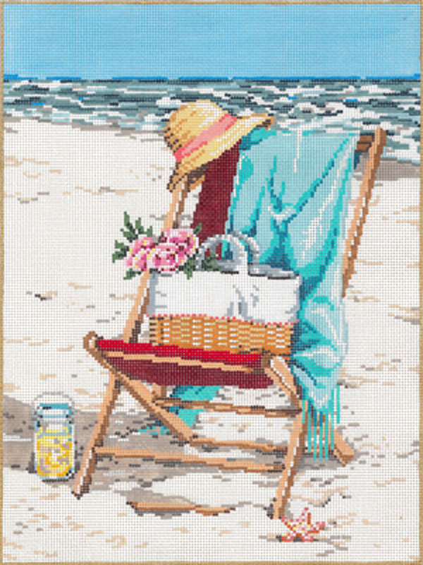 NeedlepointUS: Beach View Hand Painted Needlepoint Canvas