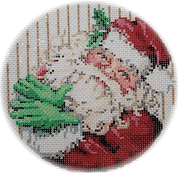 Crystal Santa - Stitch Painted Needlepoint Canvas from Sandra Gilmore