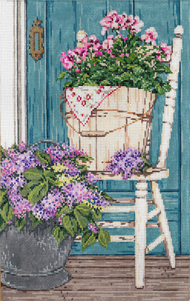 Garden Gems - Stitch Painted Needlepoint Canvas