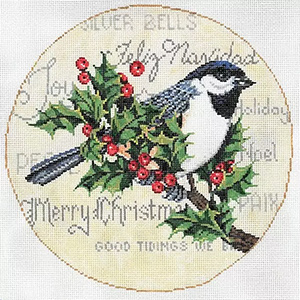 Chickadee - Stitch Painted Needlepoint Canvas from Sandra Gilmore
