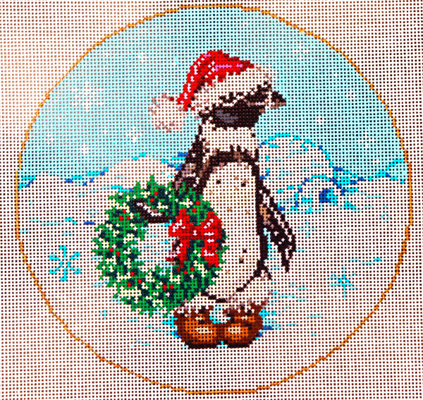Snow Home - Stitch Painted Needlepoint Canvas from Sandra Gilmore