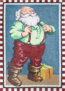 Checked Santa - Stitch Painted Needlepoint Canvas from Sandra Gilmore