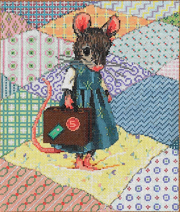 Lil Traveler - Stitch Painted Needlepoint Canvas from Sandra Gilmore