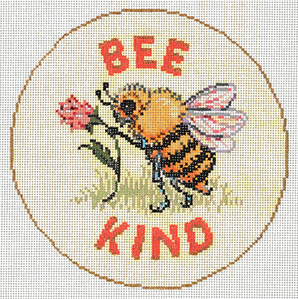 Bee Kind - Stitch Painted Needlepoint Canvas from Sandra Gilmore