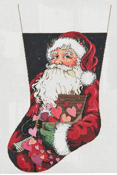 All the Love - Stitch Painted Needlepoint Christmas Stocking Canvas