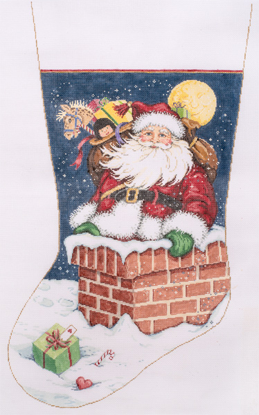 Snow Flurries - Stitch Painted Needlepoint Christmas Stocking Canvas