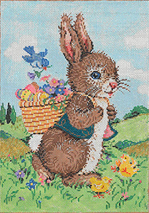 Bunny Trail - Stitch Painted Needlepoint Canvas by Sandra Gilmore