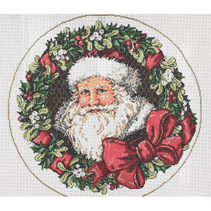 Santa's Wreath - Stitch Painted Needlepoint Canvas from Sandra Gilmore