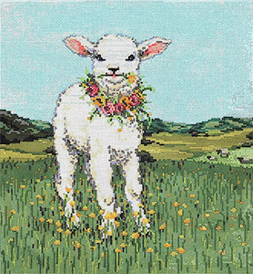 Lambie Pie - Stitch Painted Needlepoint Canvas from Sandra Gilmore