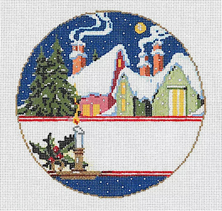 Village II - Stitch Painted Needlepoint Canvas from Sandra Gilmore