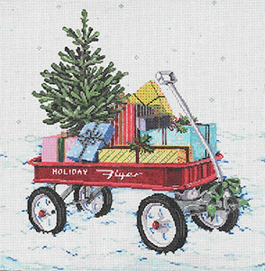 Holiday Flyer - Stitch Painted Needlepoint Canvas from Sandra Gilmore