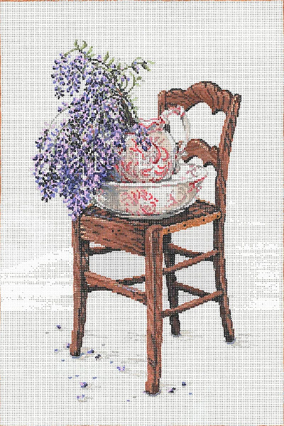 Purple Rain - Stitch Painted Needlepoint Canvas from Sandra Gilmore