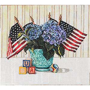 USA - Stitch Painted Needlepoint Canvas from Sandra Gilmore