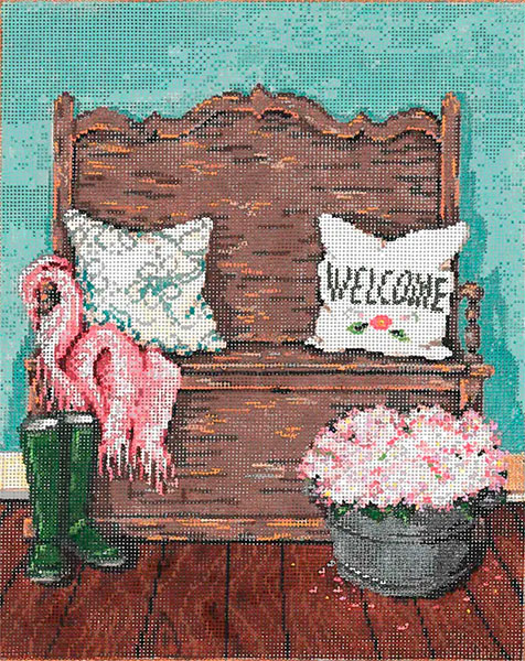 Stay Awhile - Stitch Painted Needlepoint Canvas from Sandra Gilmore