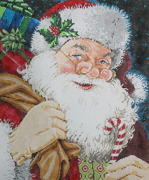 Sweet Santa - Stitch Painted Needlepoint Canvas from Sandra Gilmore