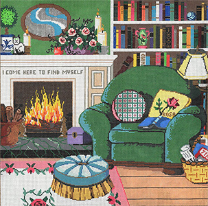 Library - Stitch Painted Needlepoint Canvas