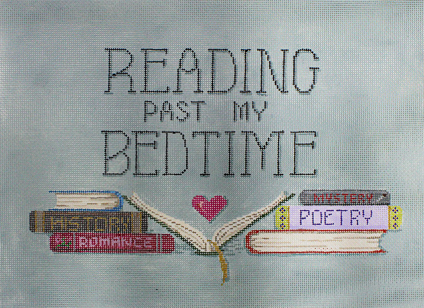 Reading Past My Bedtime - Stitch Painted Needlepoint Canvas from Sandra Gilmore