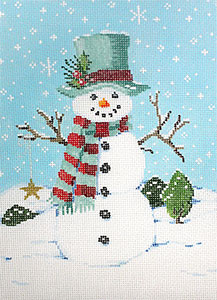 Single Star Snowman - Stitch Painted Needlepoint Canvas from Sandra Gilmore