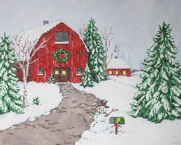 Country Christmas - Stitch Painted Needlepoint Canvas from Sandra Gilmore