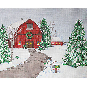 Country Christmas - Stitch Painted Needlepoint Canvas from Sandra Gilmore