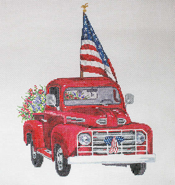Red Pride - Stitch Painted Needlepoint Canvas from Sandra Gilmore