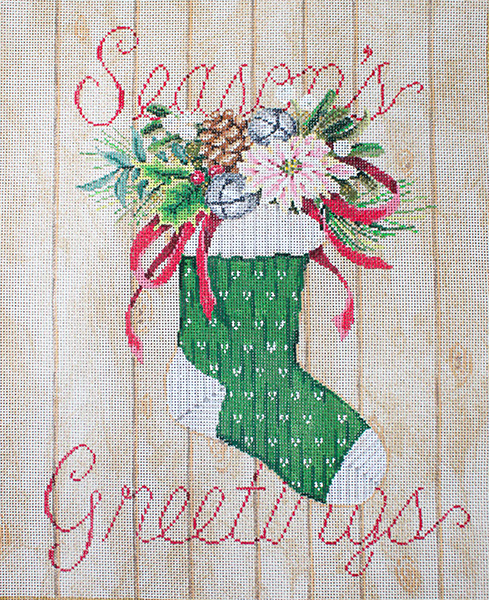 Stocking Greetings - Stitch Painted Needlepoint Canvas from Sandra Gilmore