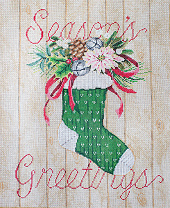 Stocking Greetings - Stitch Painted Needlepoint Canvas from Sandra Gilmore