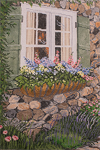 Window Garden - Stitch Painted Needlepoint Canvas from Sandra Gilmore