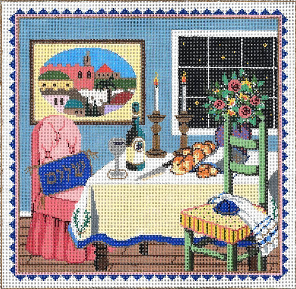 Cat Nap - Stitch Painted Needlepoint Canvas from Sandra Gilmore