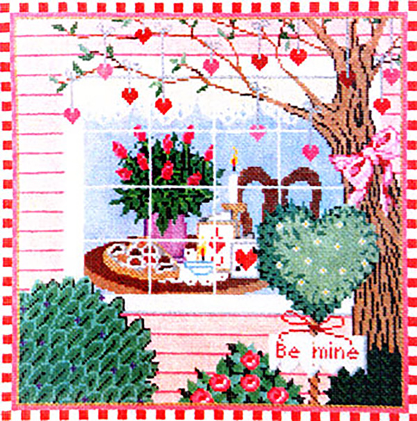 St. Valentines - Stitch Painted Needlepoint Canvas from Sandra Gilmore